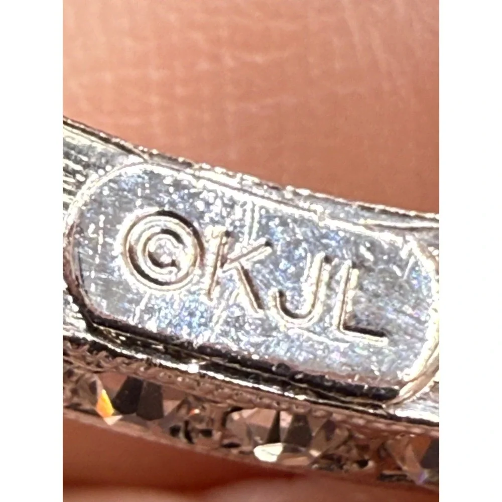 Vintage KJL Earrings Signed‎ Clip Ons Crystal Bling Hoops - Picture 4 of 7